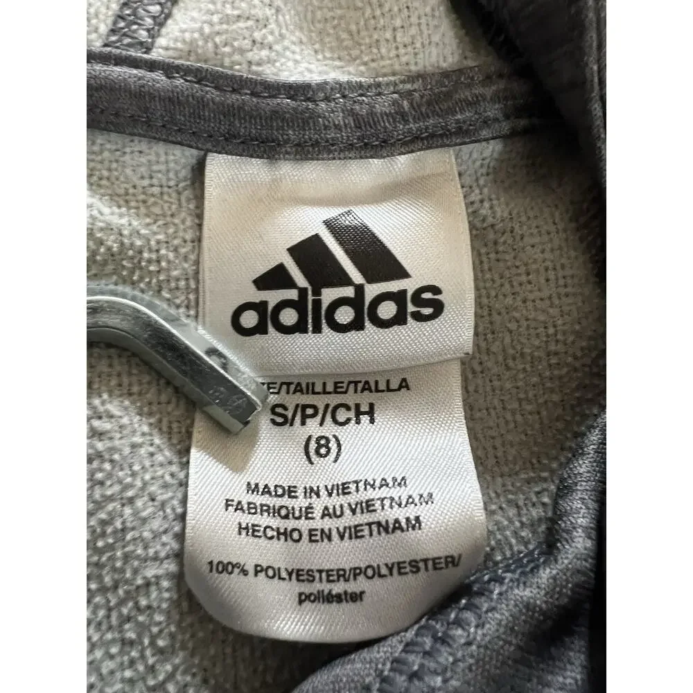 Adidas Boys Size 8 Gray/Black Camo Pullover Hoodie Fleece Polyester Logo Pockets